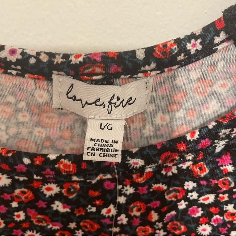 Love, Fire Multicolor Floral Mini Dress Juniors Large Long Sleeve Jersey Soft - Picture 3 of 9
